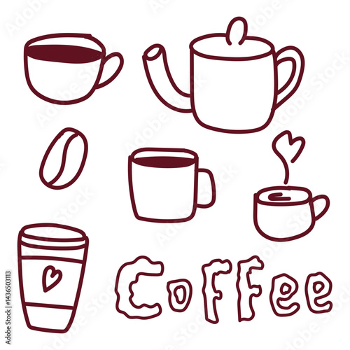 Coffee shop elements illustration set, perfect for branding and identity design.