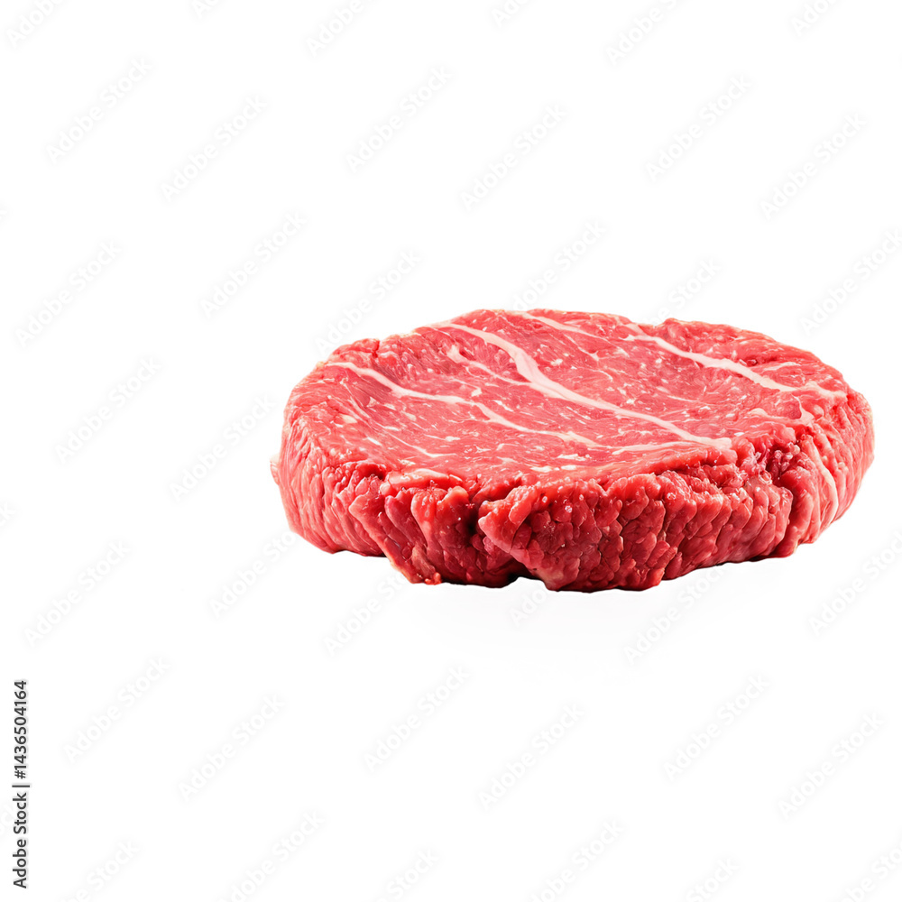 Obraz premium raw beef meat patty isolated on transparent background