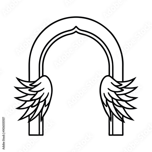 Wings in Curved Arch Angel or Fallen Illustration