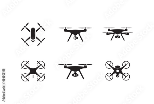 Collection of Drone Icons with Camera