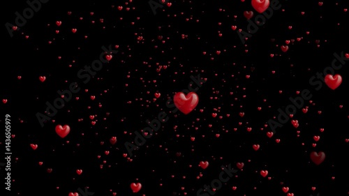 Flying red hearts