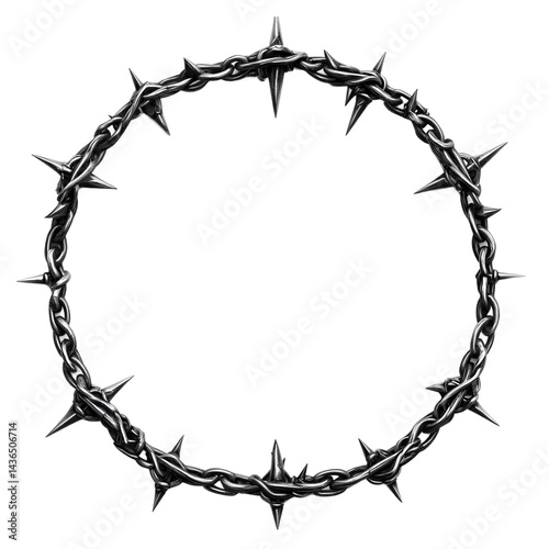 Circular Barbed Wire Chain Design Against Transference Background