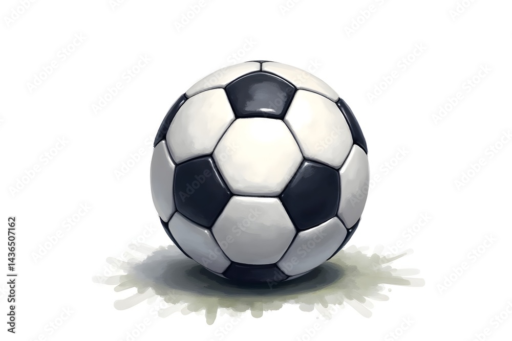 Fototapeta premium Watercolor Soccer Ball Football for Soccer Game Isolated on White Background