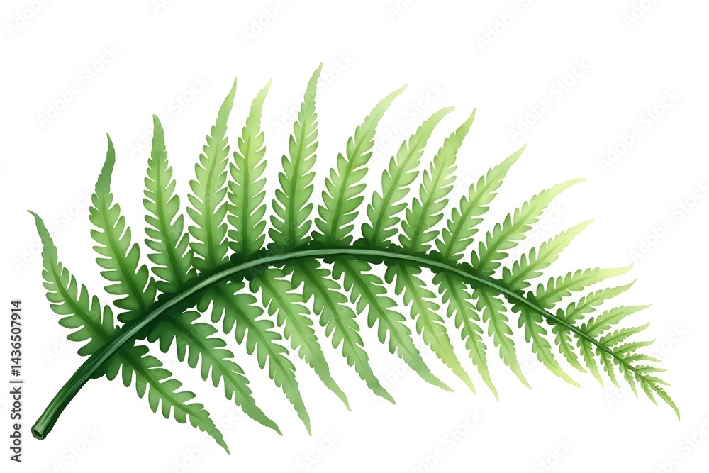 Naklejka premium Watercolor Forest Fern, Lush Green Plant