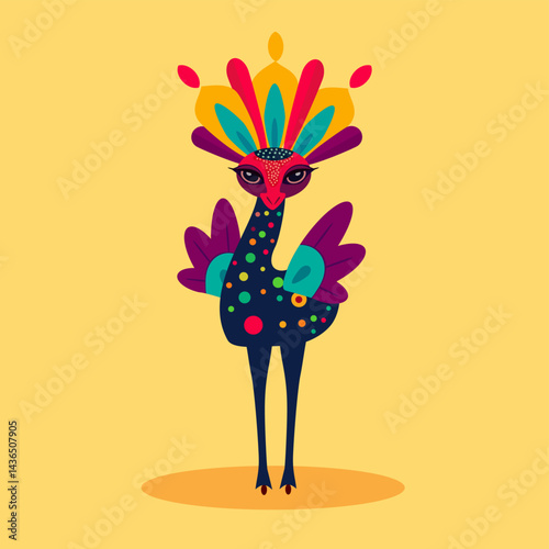 Traditional Mexican alebrije animal with bright and colorful patterns.  Creative, fantasy and abstract creature or art seen at a Latin American holiday and festival such as Cinco De Mayo