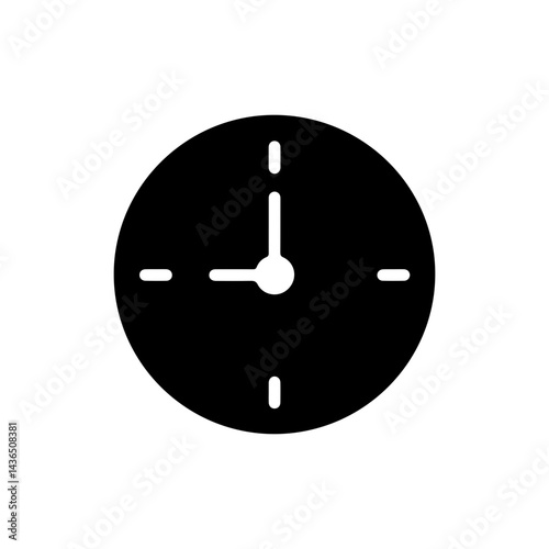 Black Icon of a Clock Showing Early Morning Time