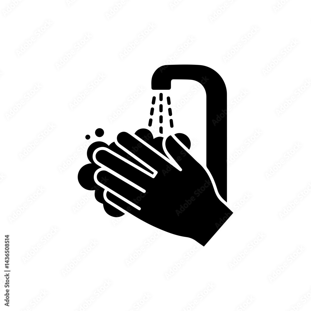 Fototapeta premium Hand Washing with Soap under Running Water Icon
