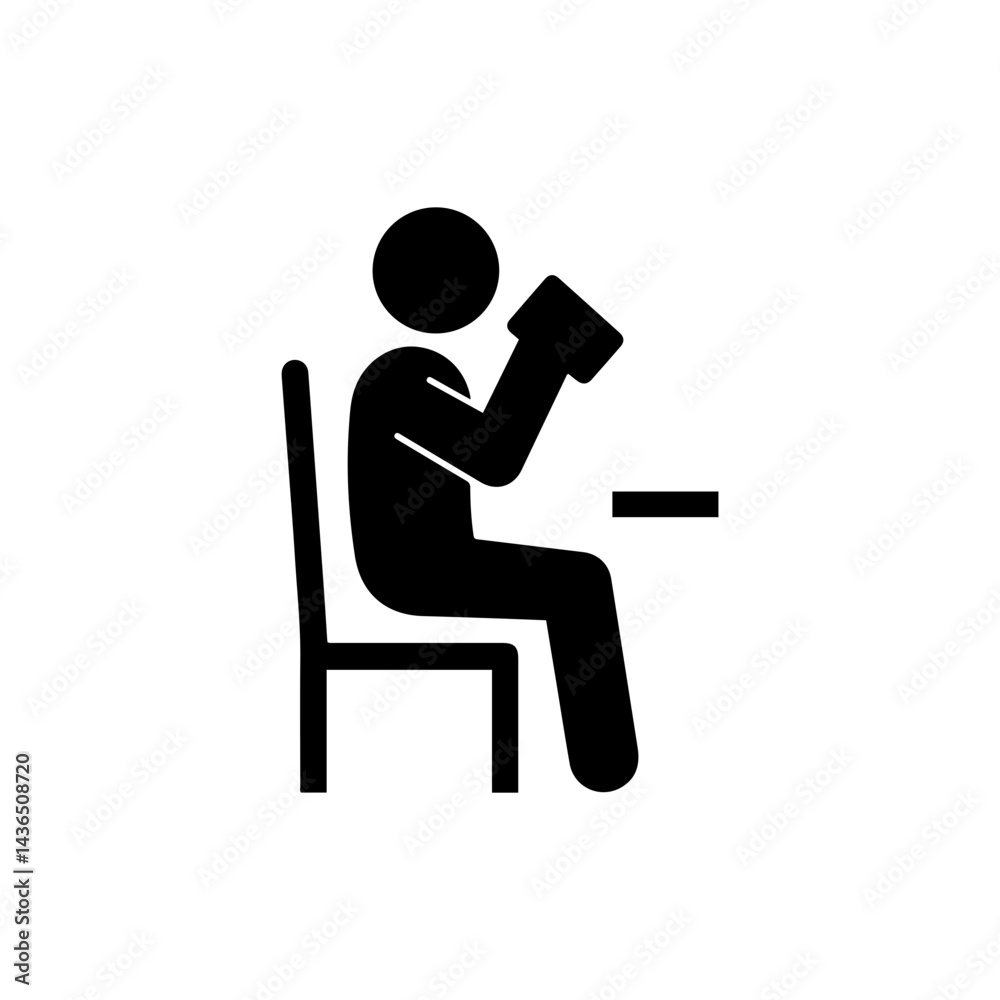 Black Filled Icon of a Person Drinking from a Mug While Sitting Black Filled Icon of a Person Drinking from a Mug While Sitting