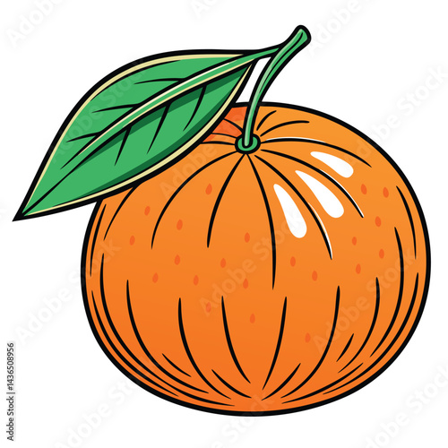 Vibrant orange fruit with a leaf