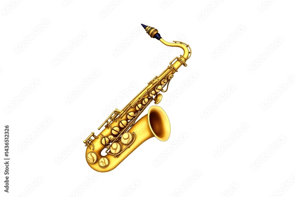 Naklejka premium Watercolor Saxophone, Brass Wind Instrument on White Background
