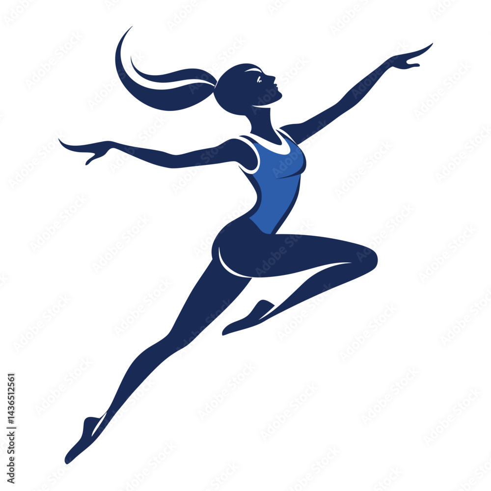 Naklejka premium Dynamic Female Gymnast Leaping Gracefully