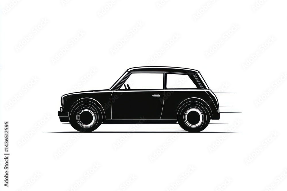 Fototapeta premium Classic car speeding, white background, motion blur