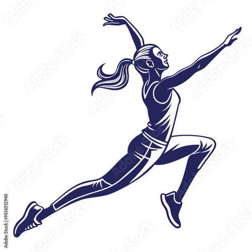 Dynamic Female Athlete in Motion Running or Jumping