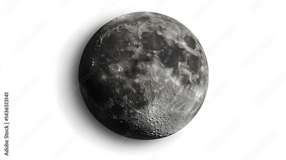Ultra Realistic Photograph of the Moon on a White Background Ultra Realistic Photograph of the Moon on a White Background