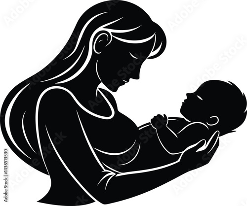 mom rocking baby to sleep silhouette