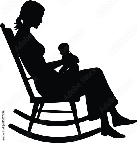 mother in rocking chair with baby silhouette