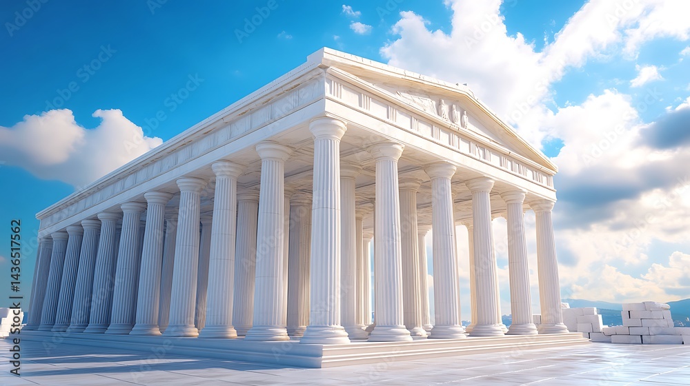 Fototapeta premium Ancient Parthenon columns with detailed craftsmanship and classic statues high resolution picture