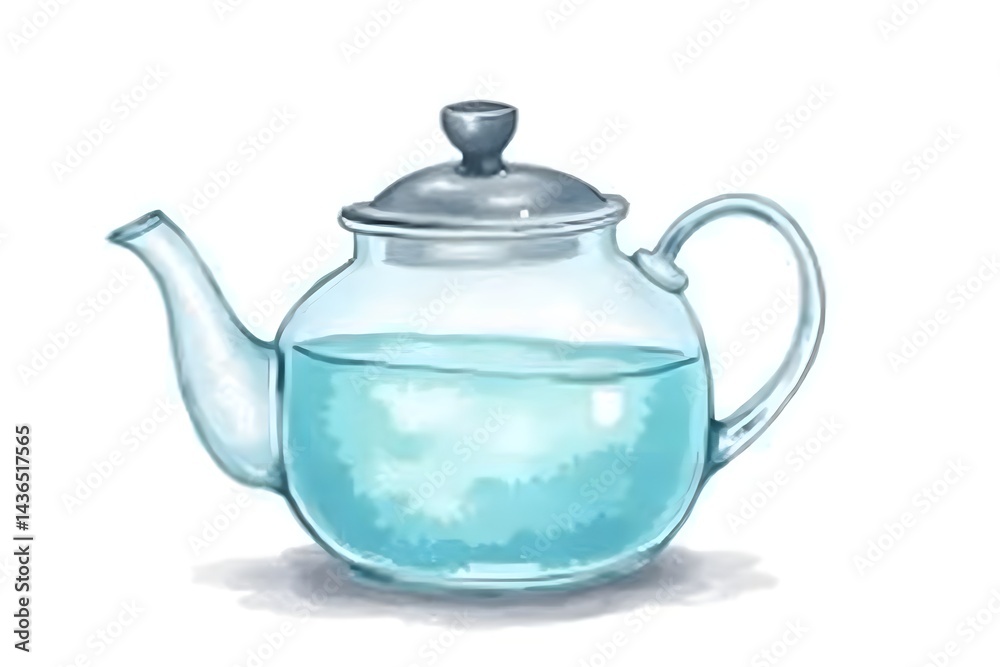 Fototapeta premium Watercolor Tea Kettle: Container for Boiling Water