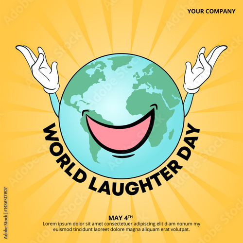 World Laughter Day design with a laughing earth
