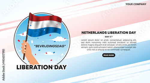Netherlands Liberation Day design with a hand holding a flag