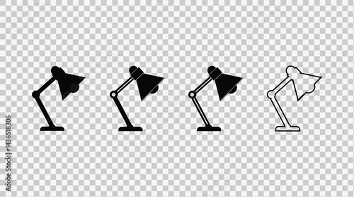 Modern Desk Lamp Icons silhouette on transparent background