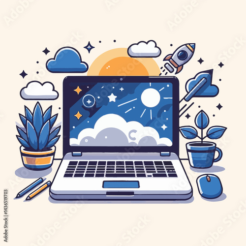 computer, laptop, business, technology, digital, internet, pc, monitor, notebook, communication, screen, modern, desktop, work, background, isolated, blank, display, keyboard, mockup, front, object, d