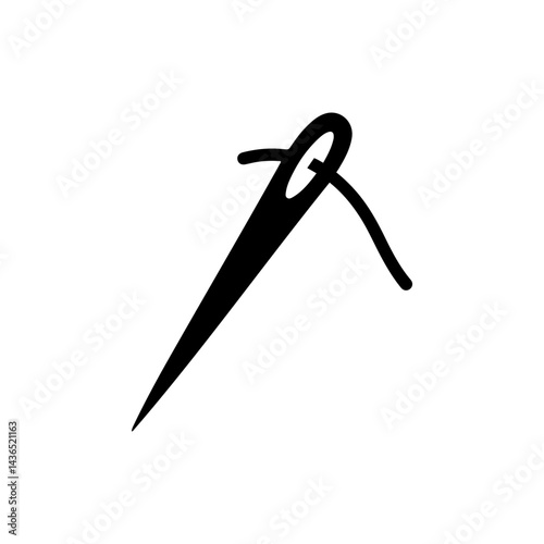 Black Icon of a Darning Needle with a Large Eye photo