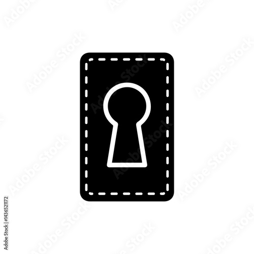 Black Icon of a Buttonhole with Stitch Outline
