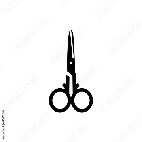 Black Icon of Curved Scissors Used as Embroidery Tool