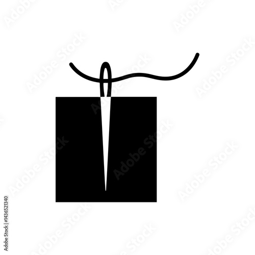 Needle and Thread Looping in Fabric Flat Icon