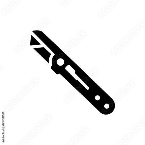 Black Icon of a Thread Cutter Tool with Flat Edge