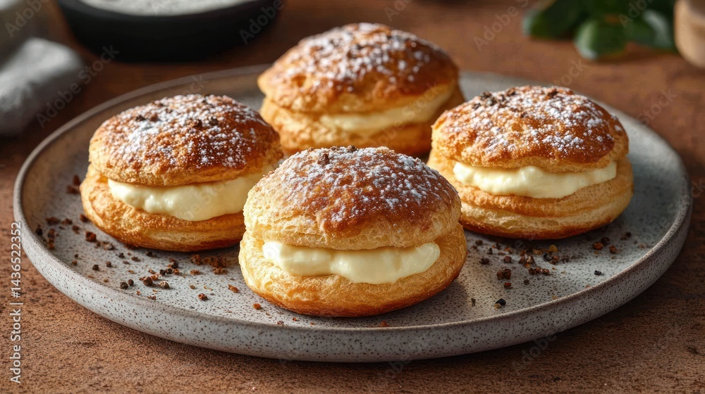 Four puff pastry cream filled bites Four puff pastry cream filled bites