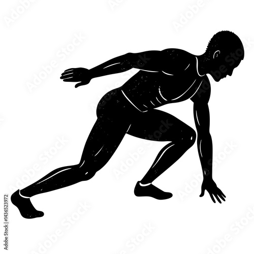 "Ink sketch person doing burpees silhouette, fine motion with an intense texture"