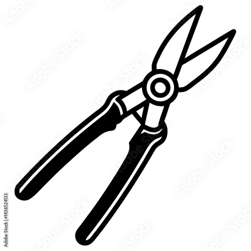 pruning shears stencil icon of silhouette vector illustration on white background