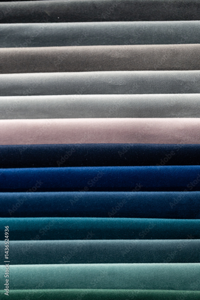 Closeup of colorful textured textile samples