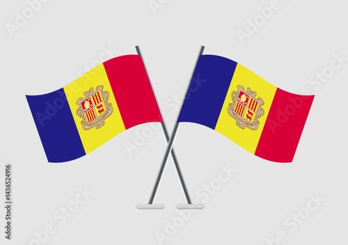 Andorra and Andorra vector flags positioned in diagonal cross format