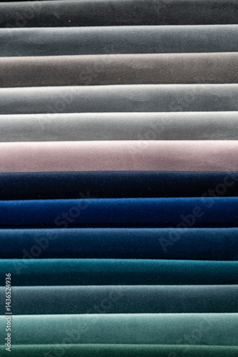 Closeup of colorful textured textile samples
