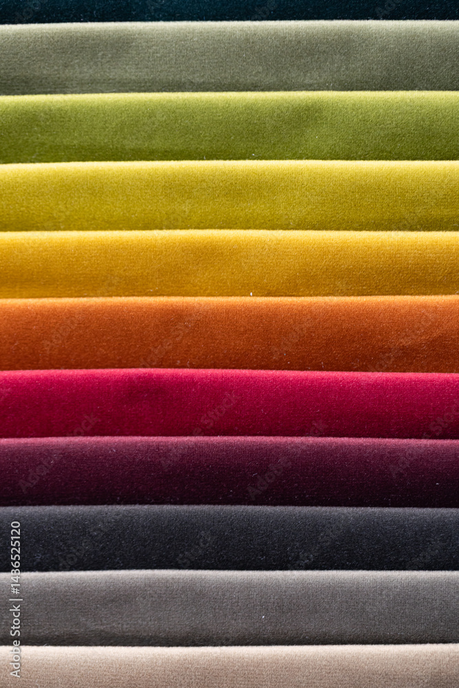 Closeup of colorful textured textile samples