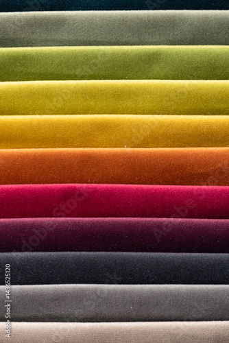 Closeup of colorful textured textile samples