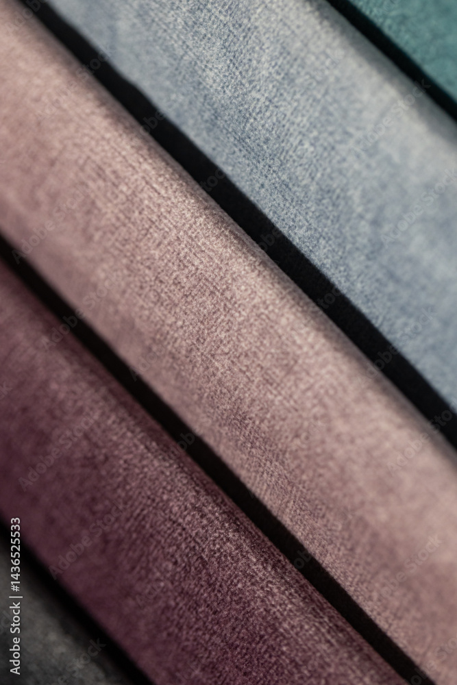 Closeup of colorful textured textile samples