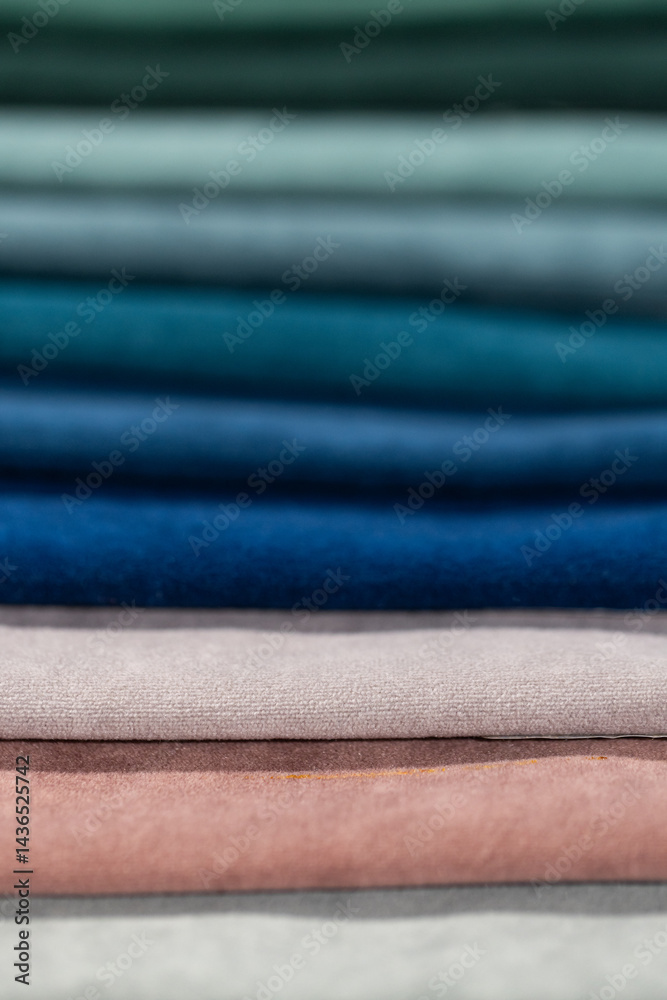 Closeup of colorful textured textile samples