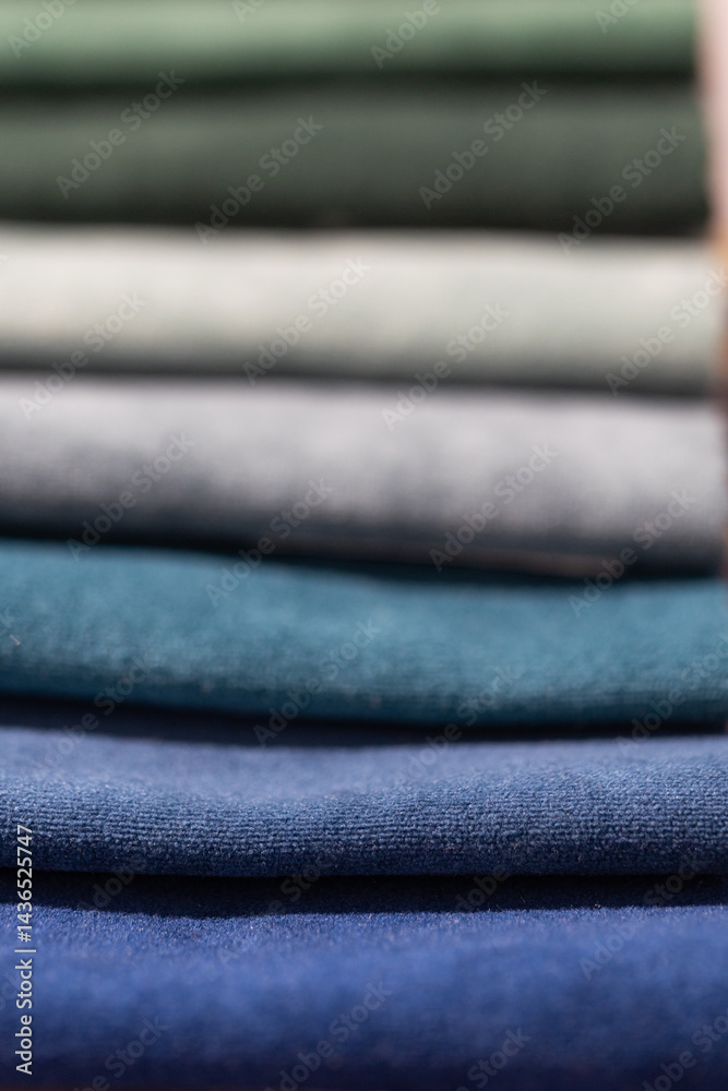 Closeup of colorful textured textile samples