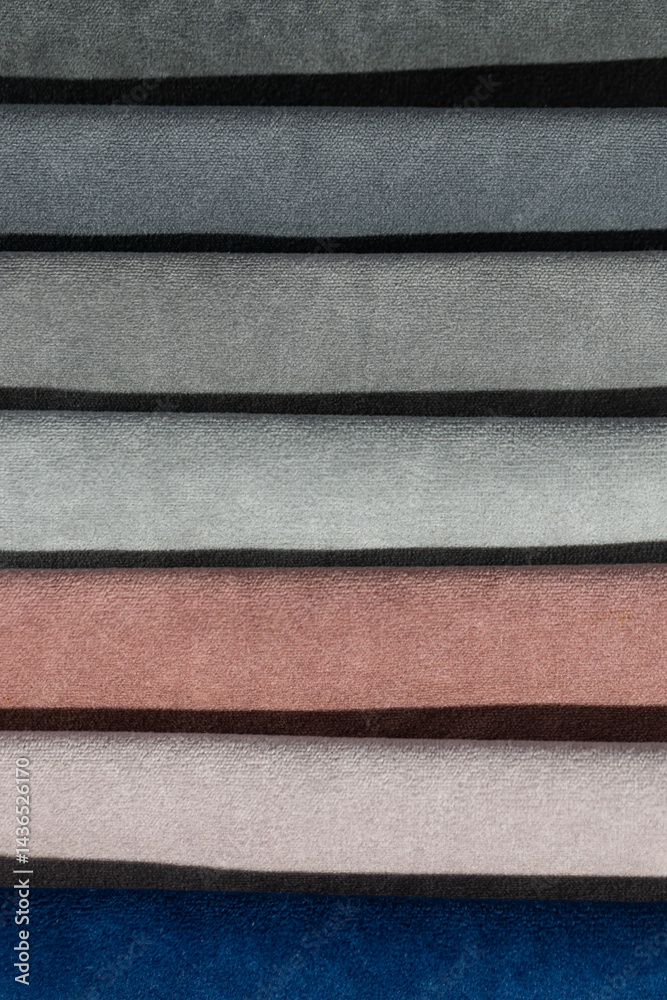 Closeup of colorful textured textile samples