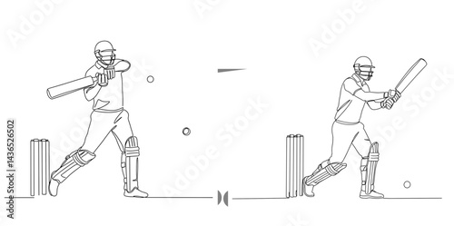 Silhouette vector of cricket players batting on transparent background