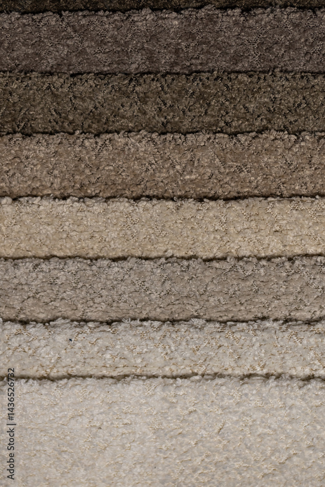 Closeup of colorful textured textile samples