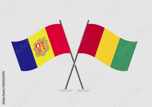 Andorra and Guinea vector flags artwork with cultural context