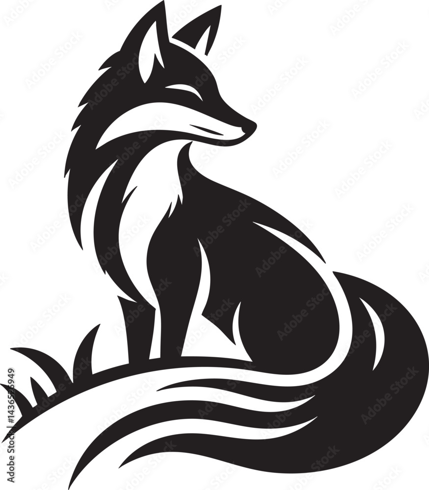 Obraz premium A black tribal vector illustration of a wild fox head symbol