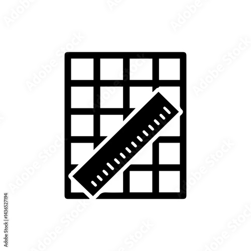 Grid Ruler Clear Plastic Icon Black Filled Minimal