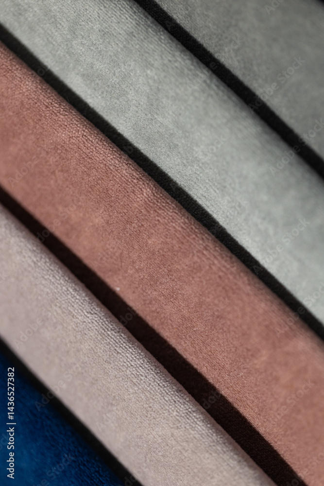 Closeup of colorful textured textile samples
