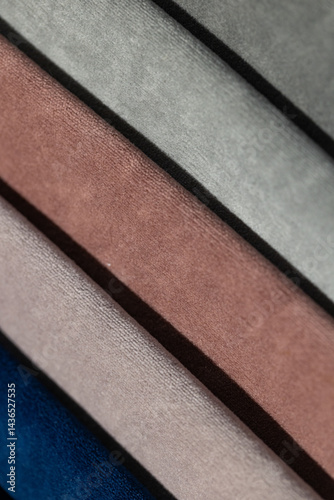 Closeup of colorful textured textile samples